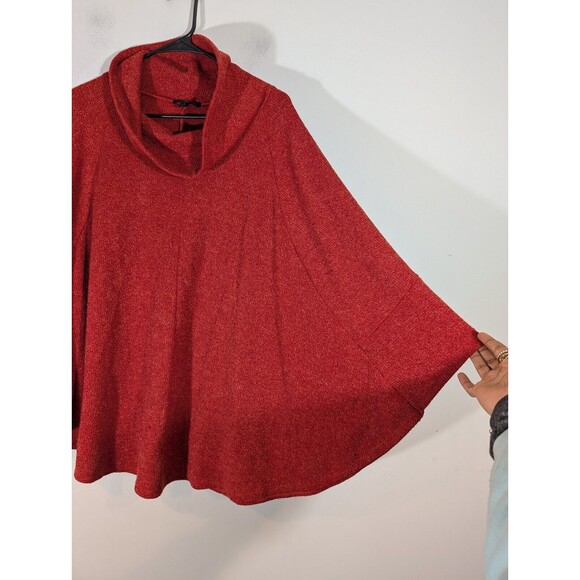 Lane Bryant Women Red Cowl Neck Sweater Plus 18/20 Artsy Mature Poncho - Picture 3 of 6